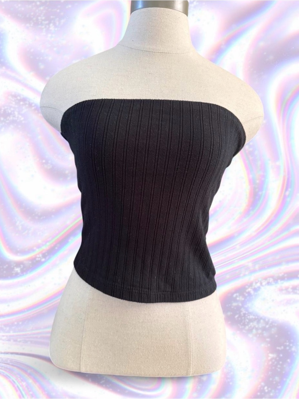 American Eagle Outfitters Black Ribbed Strapless Tube Top